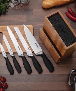 Vogue Prep Like A Pro 5-Piece Soft-Grip Knife Set With Knife Block and Chopping Board (SA610)