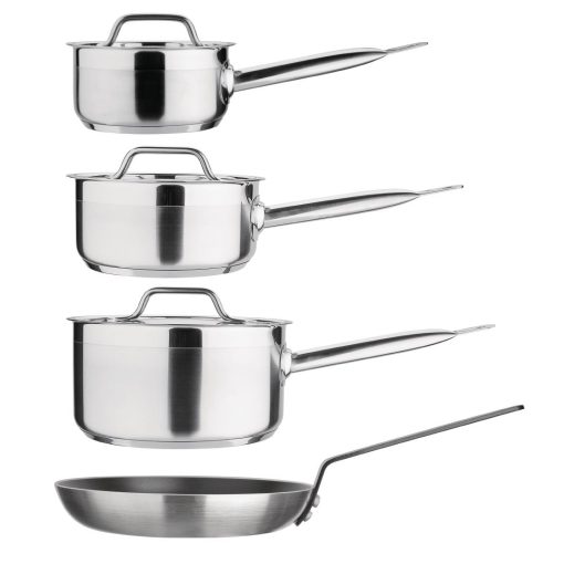 Nisbets Essentials Cook Like A Pro 4-Piece Saucepan and Frying Pan Set (SA689)