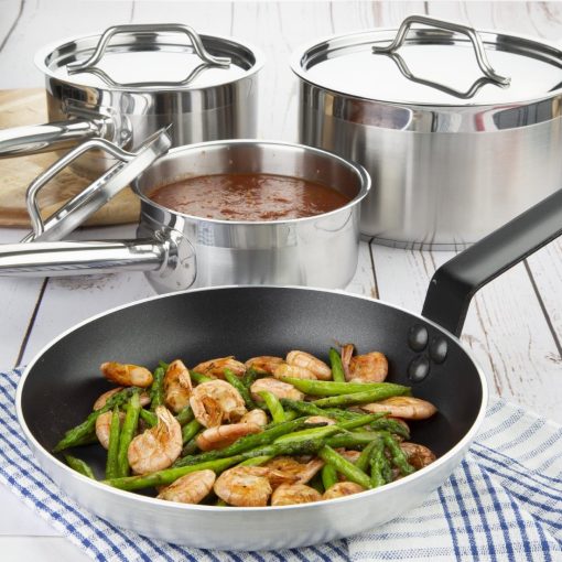 Nisbets Essentials Cook Like A Pro 4-Piece Saucepan and Frying Pan Set (SA689)