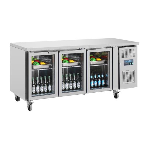 Polar U-Series 3 Door Counter Fridge with Glass Doors (UA024)