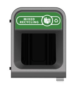 Rubbermaid Configure Recycling Bin with Mixed Recycling Label Green 57Ltr (CX960)