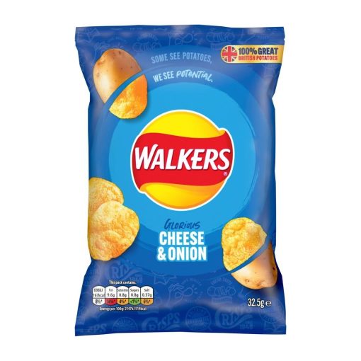 Walkers Cheese and Onion Flavour Crisps 32-5g Pack of 32 (CZ703)