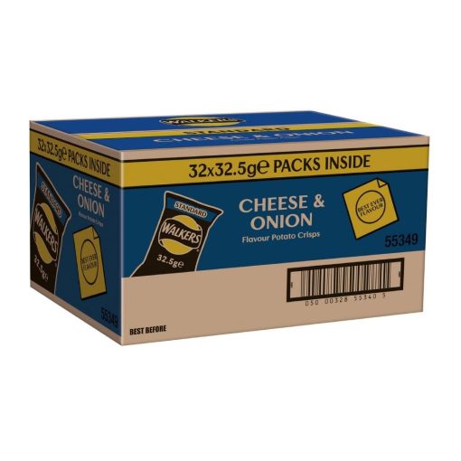 Walkers Cheese and Onion Flavour Crisps 32-5g Pack of 32 (CZ703)