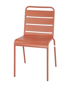 Bolero Terracotta Slatted Steel Side Chairs Pack of 4 (CK063)
