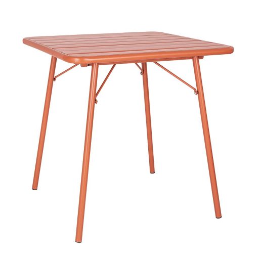 Bolero Terracotta Square Slatted Steel Table - 700mm (CK064)