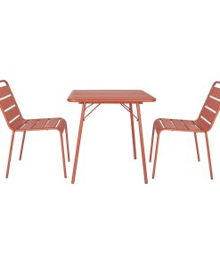 Bolero Terracotta Square Slatted Steel Table - 700mm (CK064)