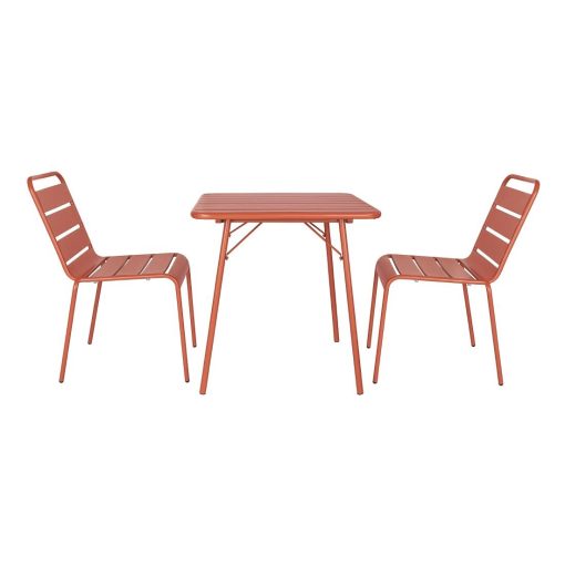 Bolero Terracotta Square Slatted Steel Table - 700mm (CK064)