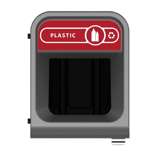 Rubbermaid Configure Recycling Bin with Plastic Recycling Label Red 57Ltr (CX963)