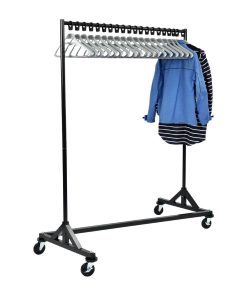 Black Garment Rail with 20 Grey Hangers (DP708)