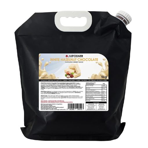 JM Posner Liquid White Chocolate Hazelnut Sauce Spout Bag 5kg (DX520)