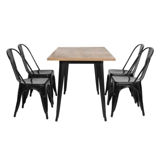 Bolero Bistro Steel Side Chairs Black Pack of 4 (FW508)