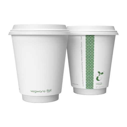 Vegware Hot Cup White Double Wall 12oz 89-Series Pack of 500 (DX577)