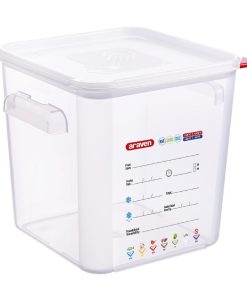 Araven Squared Transparent Polypropylene Container with Lid 8Ltr (FU103)
