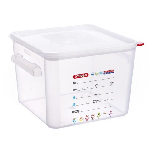 Araven Squared Transparent Polypropylene Container with Lid 12Ltr (FU104)