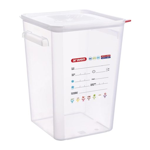 Araven Squared Transparent Polypropylene Container with Lid 22Ltr (FU106)