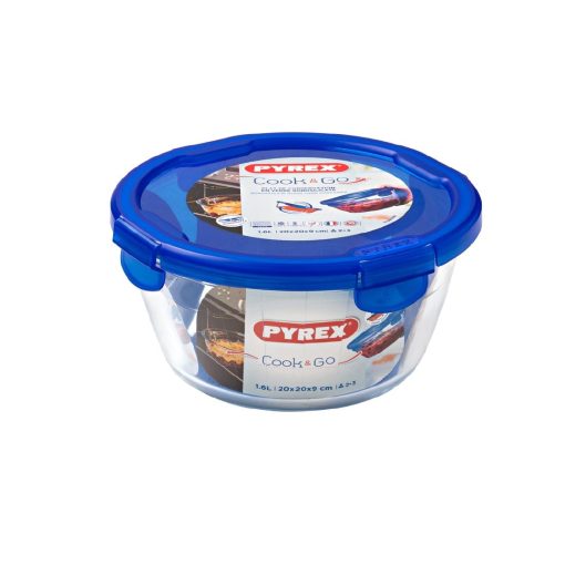 Pyrex Cook and Go Medium Round Dish With Lid 1-6Ltr (FU134)