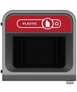 Rubbermaid Configure Recycling Bin with Plastic Recycling Label Red 87Ltr (CX964)