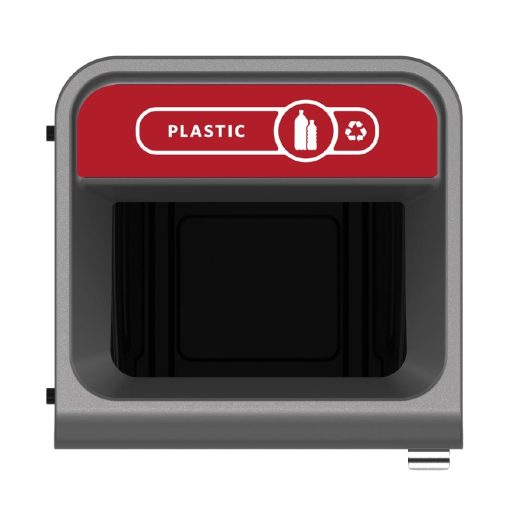 Rubbermaid Configure Recycling Bin with Plastic Recycling Label Red 87Ltr (CX964)