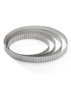 De Buyer Perforated Fluted Stainless Steel Tart Ring 200mm (DZ740)