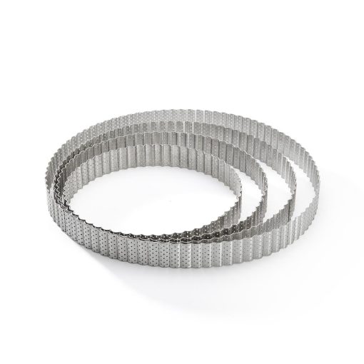 De Buyer Perforated Fluted Stainless Steel Tart Ring 200mm (DZ740)