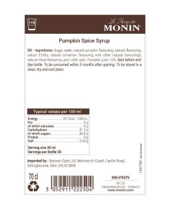 Monin Premium Pumpkin Spice Syrup 700ml (FU446)