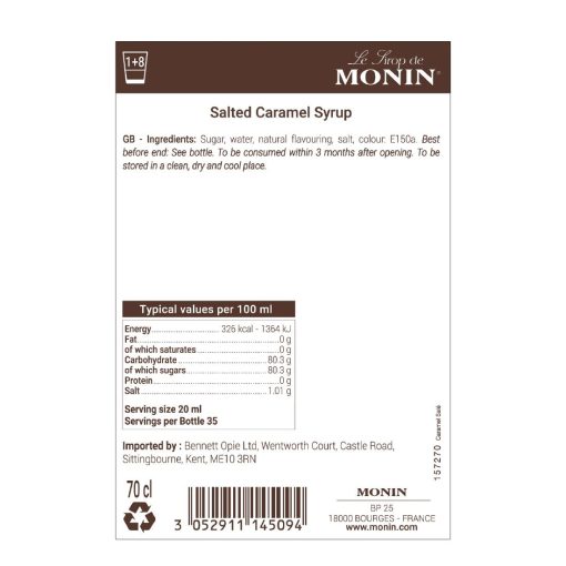 Monin Premium Salted Caramel Syrup 700ml (FU448)