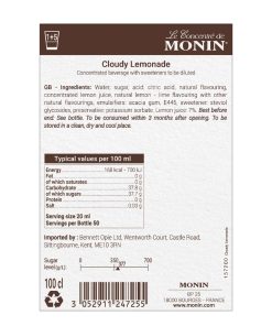 Monin Premium Cloudy Lemonade Concentrate 1Ltr (FU454)