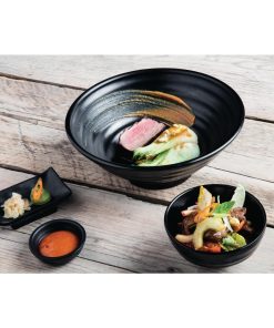 Olympia Kristallon Fusion Melamine Large Bowls Black 225mm Pack of 4 (DR512)
