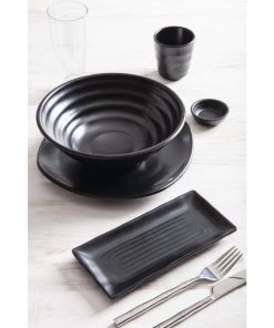 Olympia Kristallon Fusion Melamine Large Bowls Black 225mm Pack of 4 (DR512)