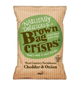 Brown Bag Crisps Cheddar and Onion 40g Pack of 20 (FU432)