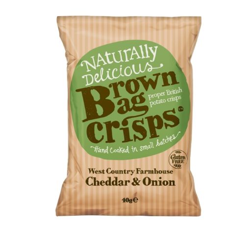 Brown Bag Crisps Cheddar and Onion 40g Pack of 20 (FU432)