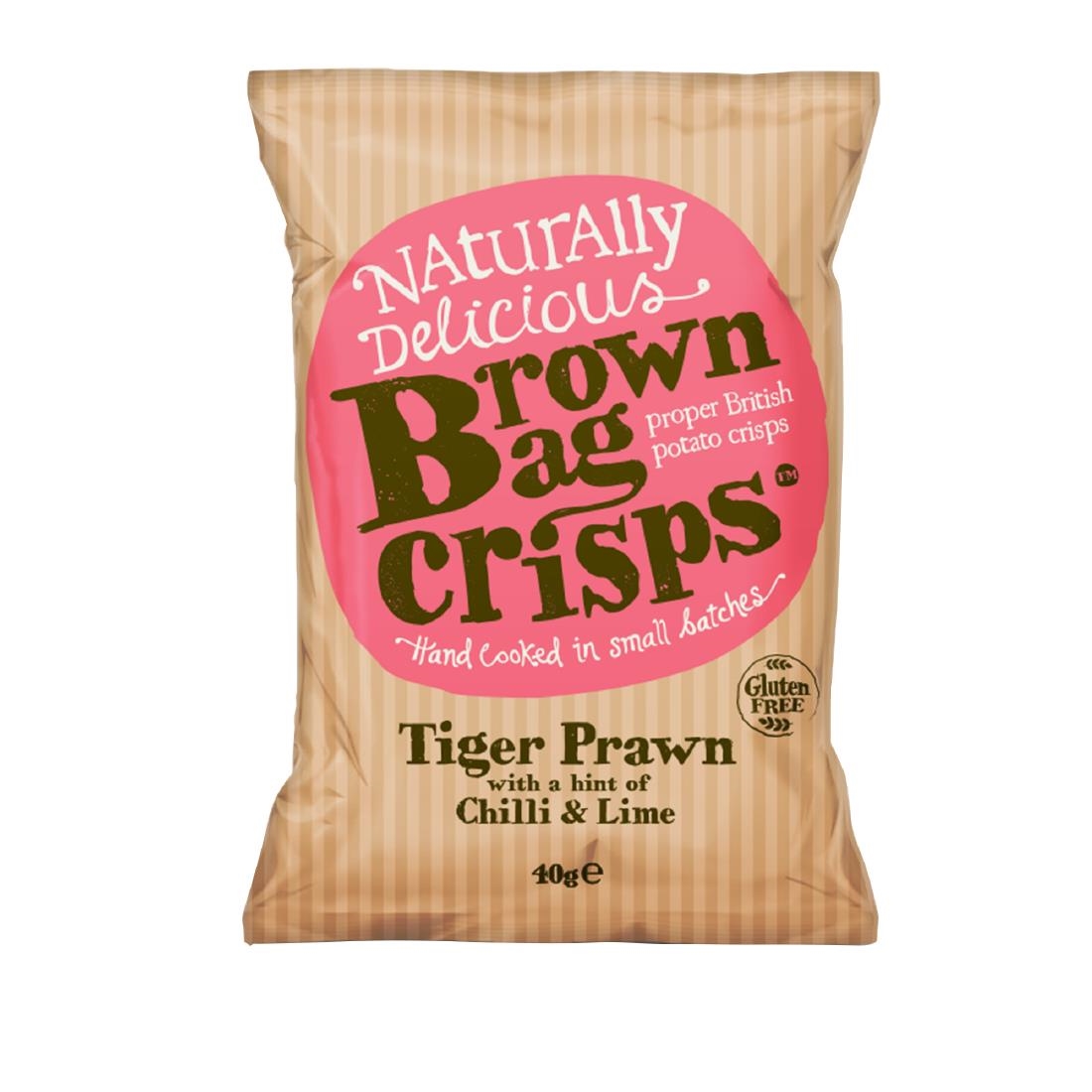 Brown Bag Crisps Tiger Prawn Chilli and Lime 40g Pack of 20 (FU434)