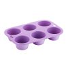 Hygiplas Flexible Silicone Six Hole Purple Muffin Pan (CX047)
