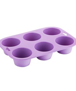 Hygiplas Flexible Silicone Six Hole Purple Muffin Pan (CX047)