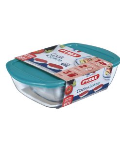Pyrex Cook and Store Set Blue Lid 1-1Ltr and 2-5Ltr (FU125)