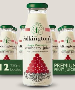 Folkingtons Juices Cranberry Glass Bottle 250ml Pack of 12 (FU465)