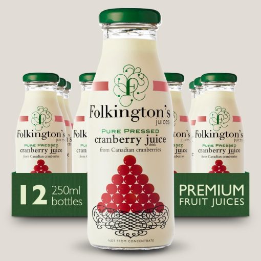 Folkingtons Juices Cranberry Glass Bottle 250ml Pack of 12 (FU465)