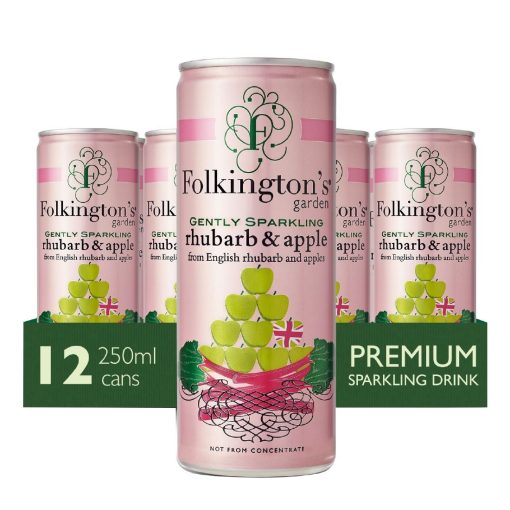 Folkingtons Sparkling Drinks Rhubarb and Apple Can 250ml Pack of 12 (FU469)