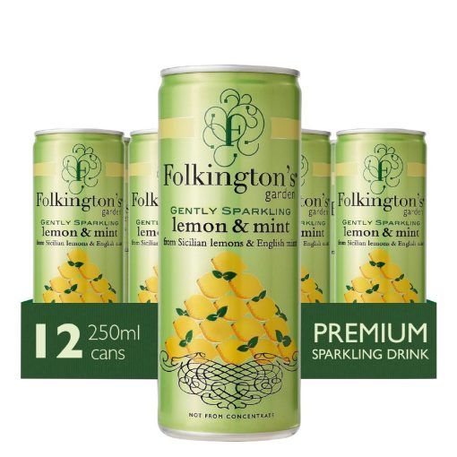 Folkingtons Sparkling Drinks Lemon and Mint Can 250ml Pack of 12 (FU470)