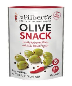 Mr Filberts Green Olives Chilli and Black Pepper 50g Pack of 12 (FU482)