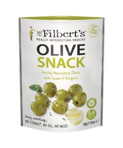 Mr Filberts Green Olives Lemon and Oregano 50g Pack of 12 (FU483)