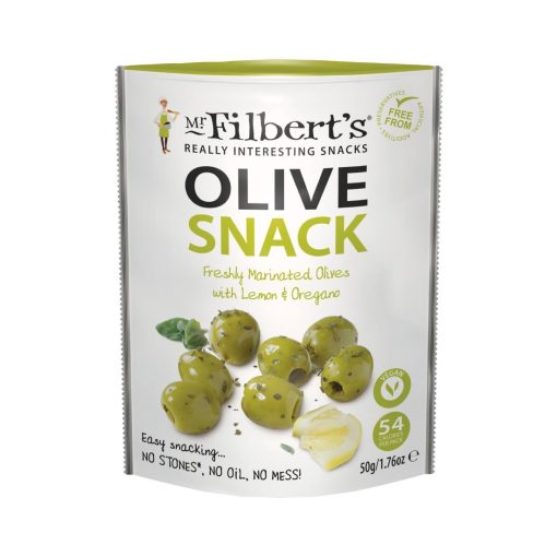 Mr Filberts Green Olives Lemon and Oregano 50g Pack of 12 (FU483)