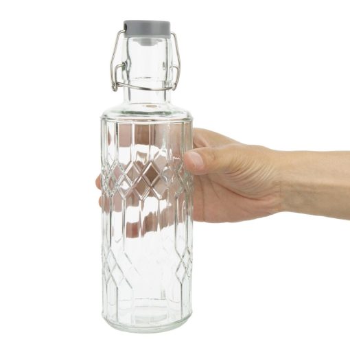 Olympia Geo Glass Water Bottle with Stopper 640ml Pack of 6 (DN817)
