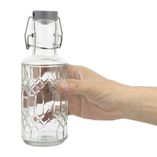 Olympia Geo Glass Water Bottle with Stopper 380ml Pack of 6 (DN818)