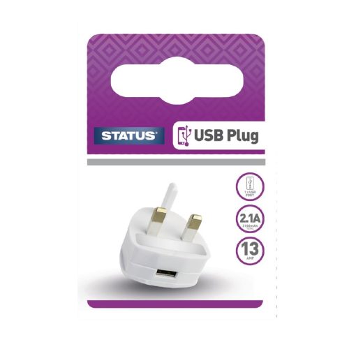 Status 1 Port USB Power Adapter White (DZ477)