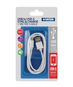 Status USB-A to USB-C Charging Lead 1M White (DZ479)