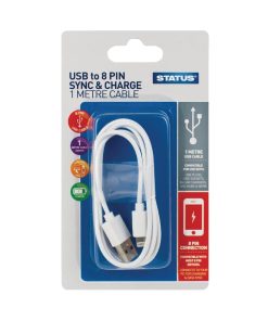 Status USB-A to 8-Pin Lightning Charging Lead 1M White (DZ480)