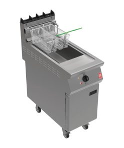 Falcon F900 Twin Basket Fryer with Filtration and Fryer Angel on Castors Natural Gas (FW772-N)