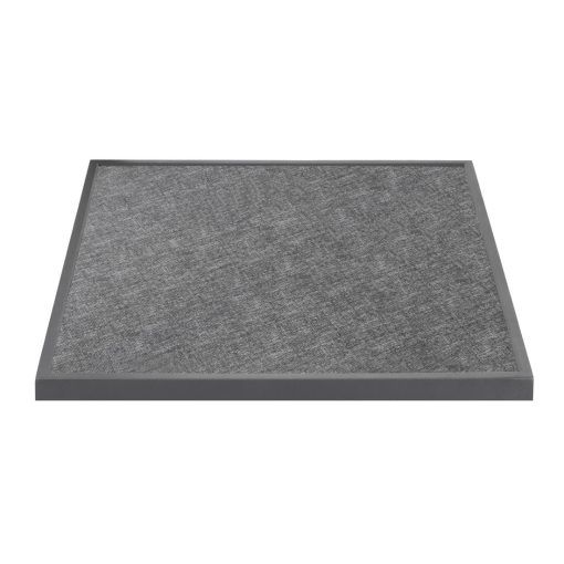 Bolero Black Brushed Mix Outdoor Tempered Glass Table Top Square Grey Trim 700mm (DZ873)