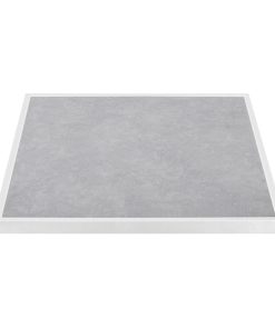 Bolero Light Grey Stone Effect Outdoor Tempered Glass Table Top White Trim 700mm (FU514)